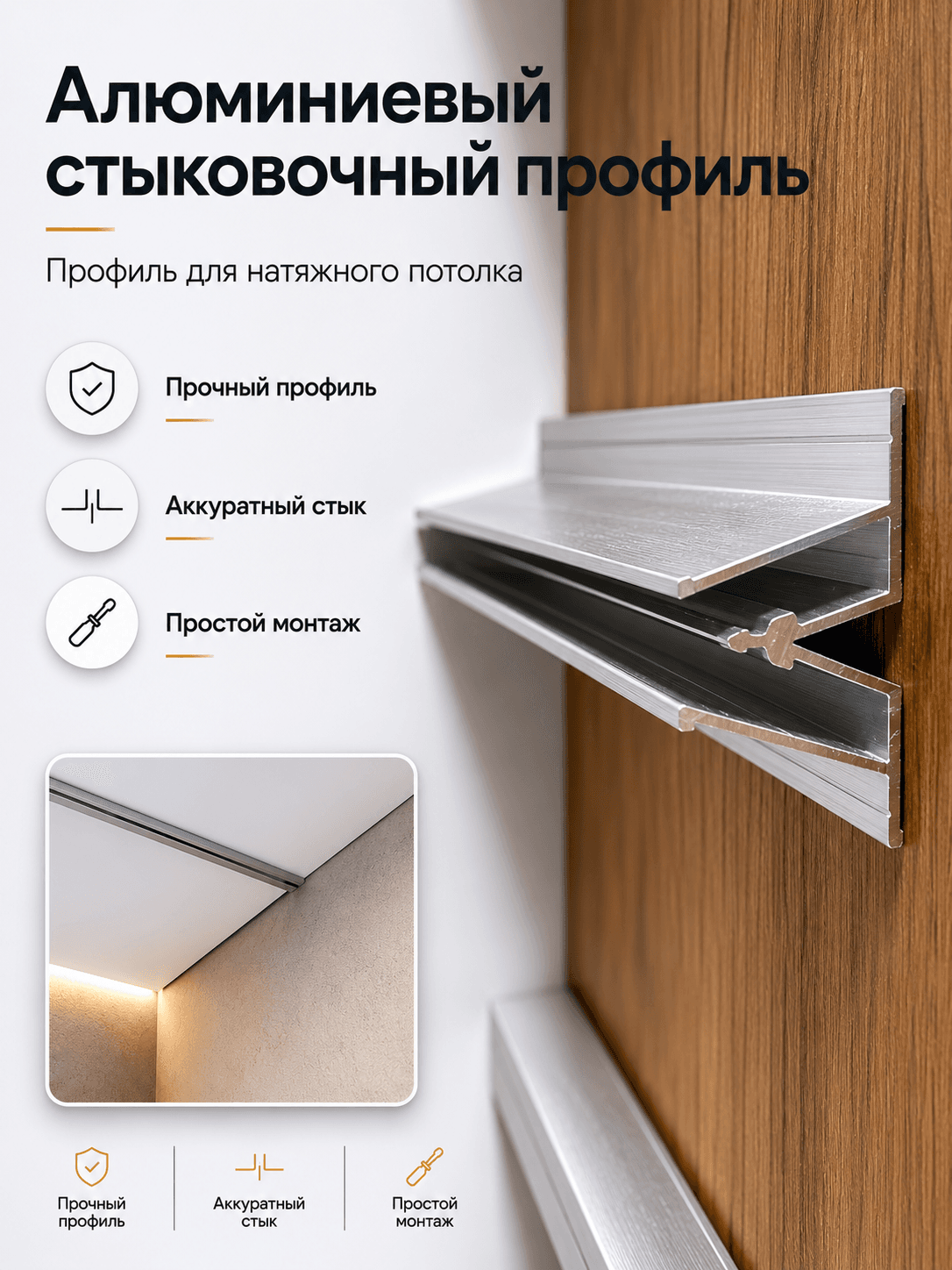 Алюминиевый стыковочный профиль